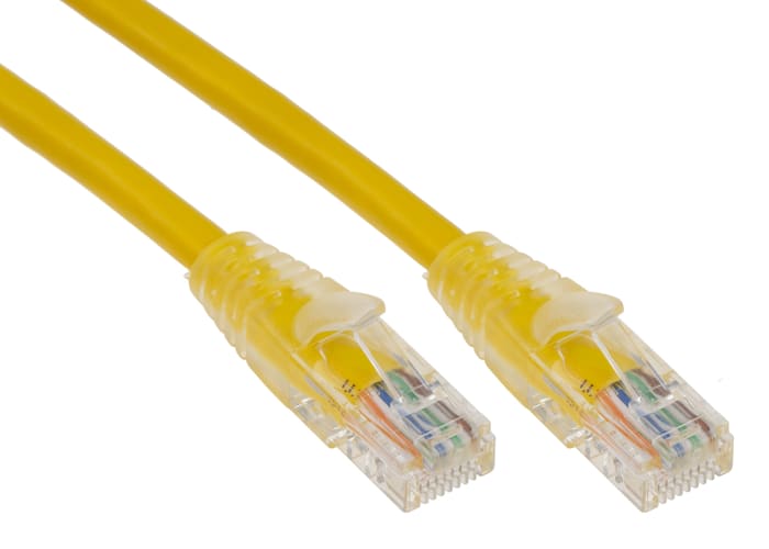 RS PRO, 1m Cat5e, Yellow RJ45 to Male RJ45 Male, U/UTP Unshielded, Terminated PVC Sheath