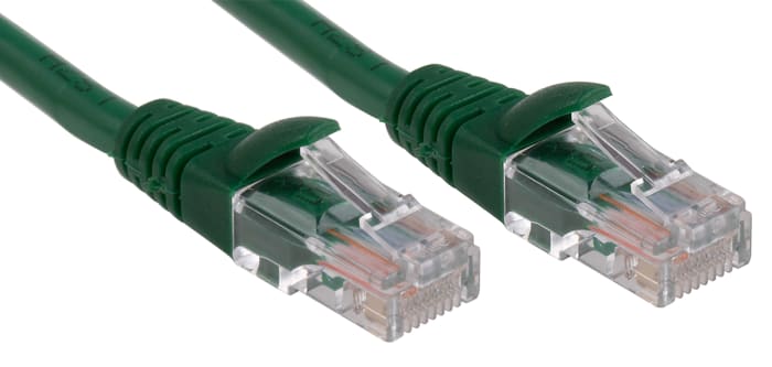 RS PRO, 3m Cat5e, Green RJ45 to Male RJ45 Male, U/UTP Unshielded, Terminated LSZH Sheath