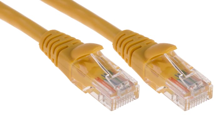 RS PRO, 10m Cat5e, Yellow RJ45 to Male RJ45 Male, U/UTP Unshielded, Terminated PVC Sheath