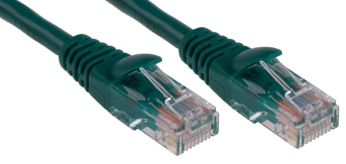 RS PRO, 10m Cat5e, Green RJ45 to Male RJ45 Male, U/UTP Unshielded, Terminated PVC Sheath