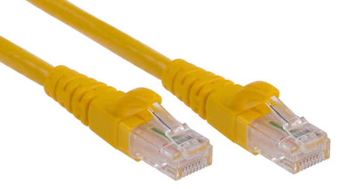 RS PRO, 5m Cat6, Yellow RJ45 to Male RJ45 Male, U/UTP Unshielded, Terminated PVC Sheath