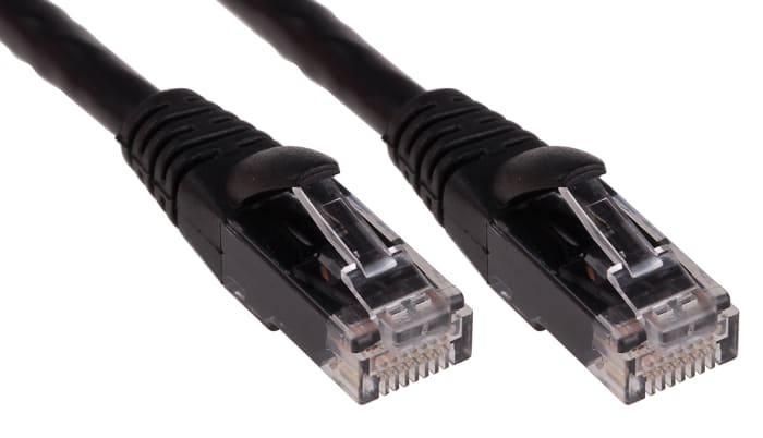 RS PRO, 3m Cat6, Black RJ45 to Male RJ45 Male, U/UTP Unshielded, Terminated PVC Sheath