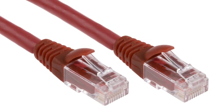 RS PRO, 5m Cat6, Red RJ45 to Male RJ45 Male, U/UTP Unshielded, Terminated LSZH Sheath