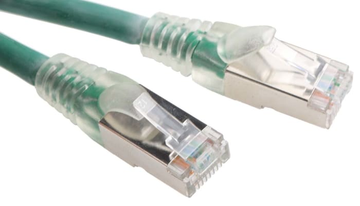 RS PRO, 5m Cat6, Green RJ45 to Male RJ45 Male, F/UTP Shielded, Terminated LSZH Sheath