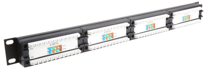 RS PRO Cat5e 24 Port RJ45 RJ Patch Panel STP 1U Black