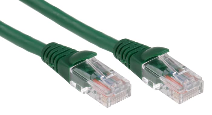RS PRO, 10m Cat5e, Green RJ45 to Male RJ45 Male, U/UTP Unshielded, Terminated LSZH Sheath