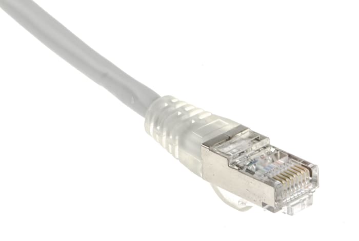 RS PRO, 2m Cat5e, Grey RJ45 to Male RJ45 Male, F/UTP Shielded, Terminated PVC Sheath