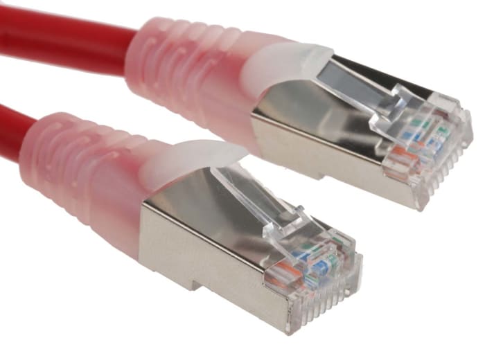 RS PRO, 1m Cat5e, Red RJ45 to Male RJ45 Male, F/UTP Shielded, Terminated PVC Sheath