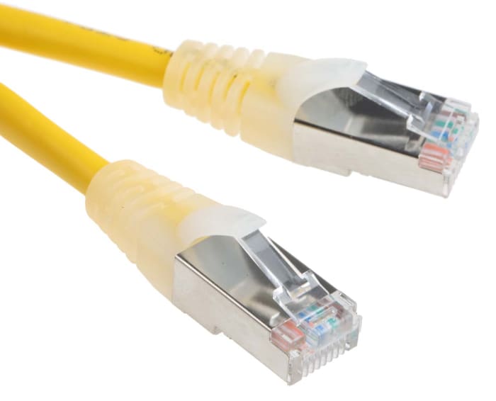 RS PRO, 2m Cat5e, Yellow RJ45 to Male RJ45 Male, F/UTP Shielded, Terminated PVC Sheath