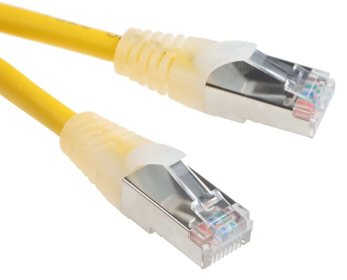 Yellow Cat5e RJ45 FTP patch lead,2m