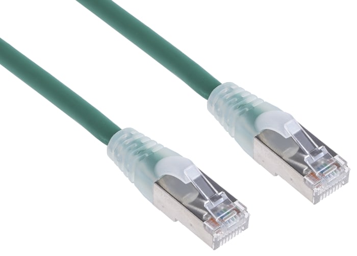 RS PRO, 1m Cat6, Green RJ45 to Male RJ45 Male, F/UTP Shielded, Terminated LSZH Sheath
