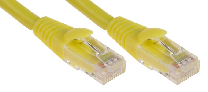 RS PRO, 3m Cat6, Yellow RJ45 to Male RJ45 Male, U/UTP Unshielded, Terminated LSZH Sheath