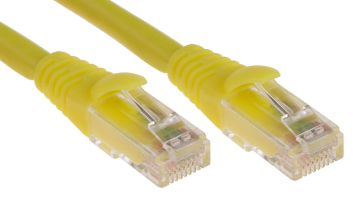 RS PRO, 2m Cat6, Yellow RJ45 to Male RJ45 Male, U/UTP Unshielded, Terminated LSZH Sheath