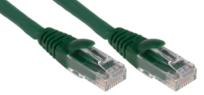 RS PRO, 3m Cat6, Green RJ45 to Male RJ45 Male, U/UTP Unshielded, Terminated LSZH Sheath
