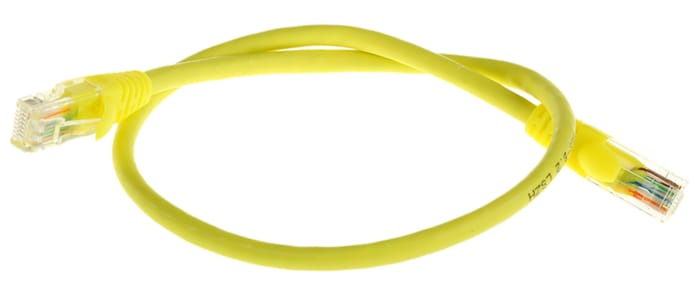 Câble Ethernet RS PRO catégorie 5e, U/UTP, Jaune, Longueur 0.5m LSZH, avec connecteur