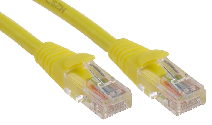 RS PRO, 10m Cat5e, Yellow RJ45 to Male RJ45 Male, U/UTP Unshielded, Terminated LSZH Sheath