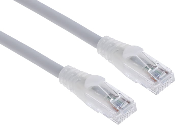 RS PRO, 2m Cat6, Grey RJ45 to Male RJ45 Male, U/UTP Unshielded, Terminated LSZH Sheath