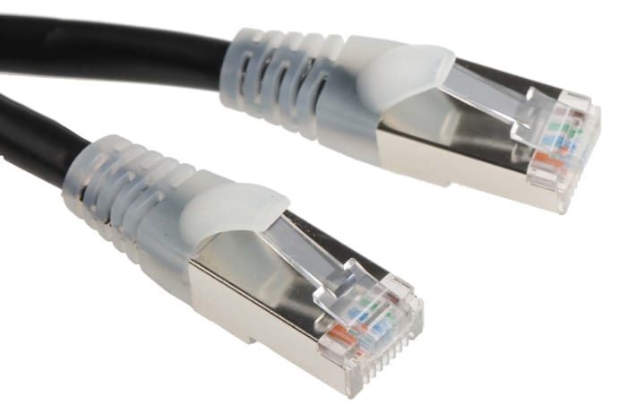 Câble Ethernet RS PRO catégorie 5e, F/UTP, Noir, Longueur 1m PVC, avec connecteur