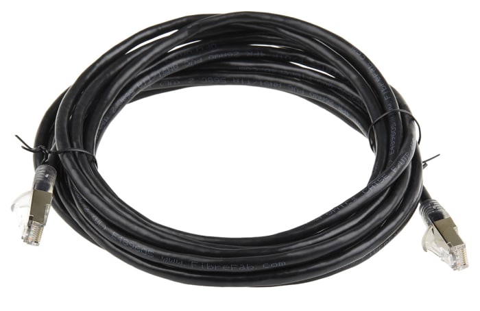 RS PRO, 5m Cat5e, Black RJ45 to Male RJ45 Male, F/UTP Shielded, Terminated PVC Sheath