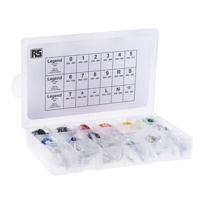 HellermannTyton Helagrip Slide On Cable Marker Kit, Black, Blue, Brown, Green, Grey, Orange, Red, Violet, White,