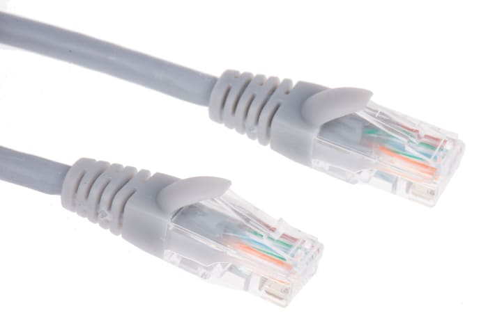 RS PRO, 1m Cat5e, Grey RJ45 to Male RJ45 Male, U/UTP Unshielded, Terminated LSZH Sheath