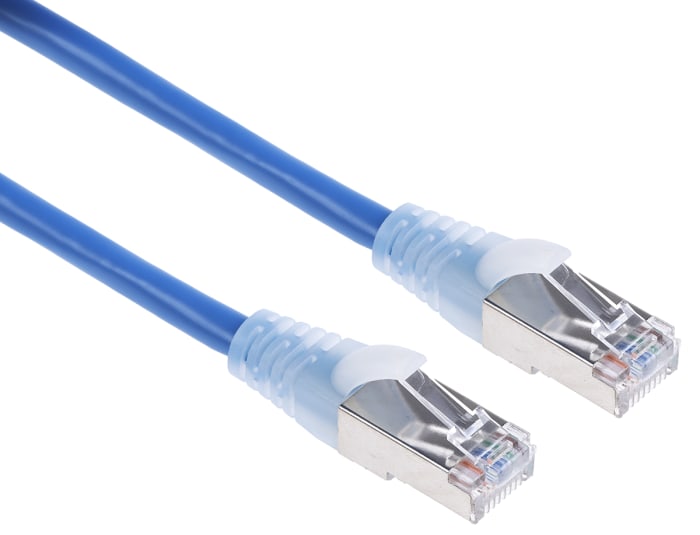 RS PRO, 10m Cat5e, Blue RJ45 to Male RJ45 Male, F/UTP Shielded, Terminated PVC Sheath