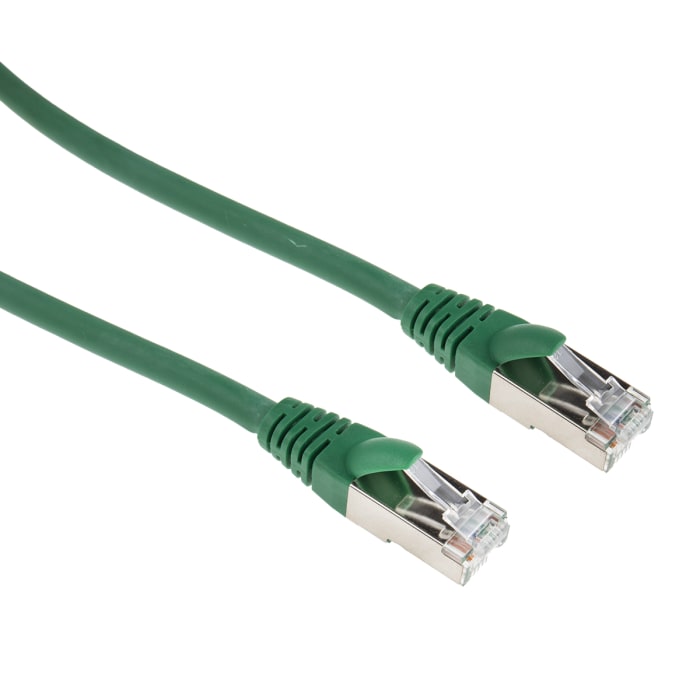 RS PRO, 3m Cat6, Green RJ45 to Male RJ45 Male, F/UTP Shielded, Terminated LSZH Sheath