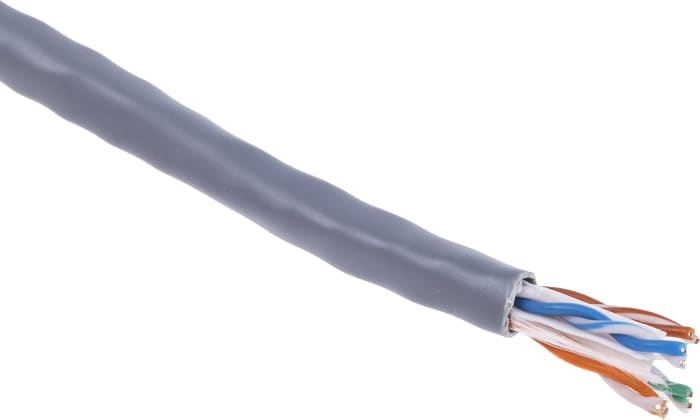 Cable Ethernet Cat6 U/UTP RS PRO de color Gris, long. 305m, funda de PVC