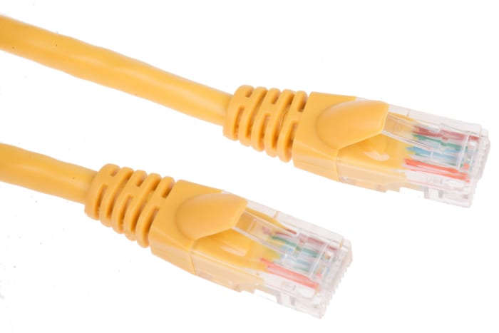 RS PRO, 5m Cat5e, Yellow RJ45 to Male RJ45 Male, U/UTP Unshielded, Terminated PVC Sheath