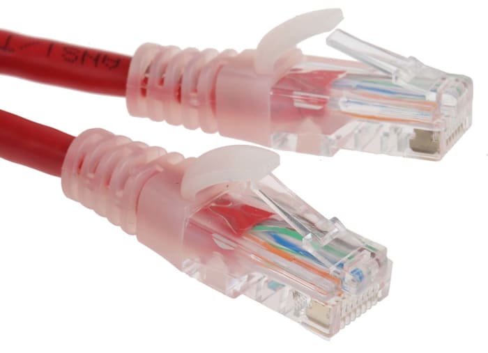 RS PRO, 1m Cat5e, Red RJ45 to Male RJ45 Male, U/UTP Unshielded, Terminated PVC Sheath