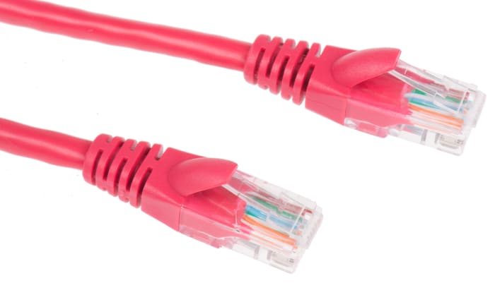 RS PRO, 5m Cat5e, Red RJ45 to Male RJ45 Male, U/UTPUnshielded, Terminated PVC Sheath