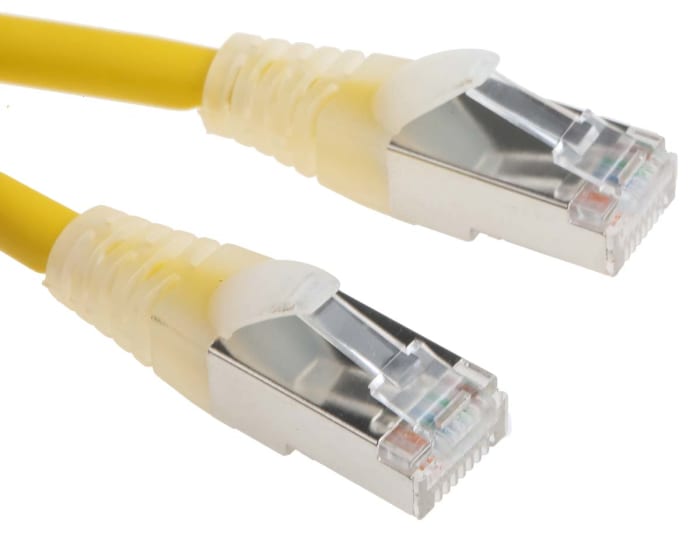 RS PRO, 2m Cat6, Yellow RJ45 to Male RJ45 Male, F/UTP Shielded, Terminated LSZH Sheath
