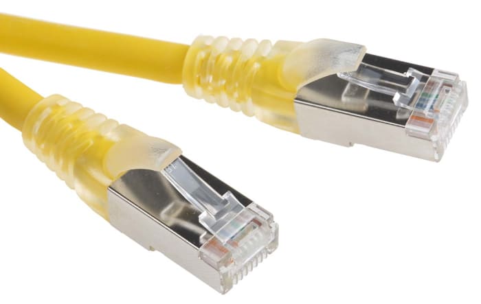 RS PRO, 5m Cat6, Yellow RJ45 to Male RJ45 Male, F/UTP Shielded, Terminated LSZH Sheath