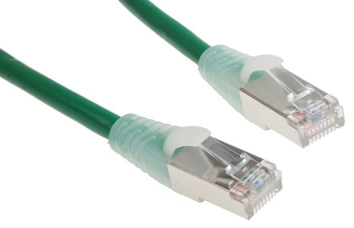 RS PRO, 3m Cat5e, Green RJ45 to Male RJ45 Male, F/UTP Shielded, Terminated PVC Sheath