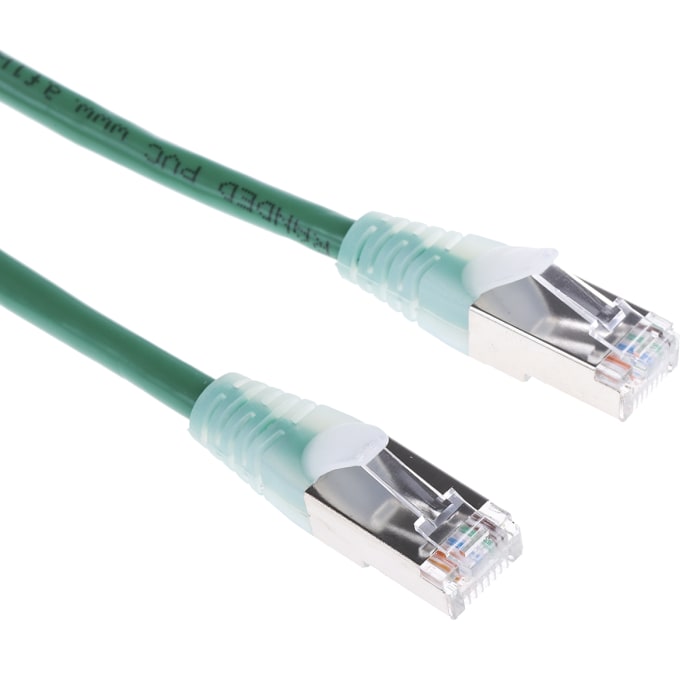 RS PRO, 5m Cat5e, Green RJ45 to Male RJ45 Male, F/UTPShielded, Terminated PVC Sheath