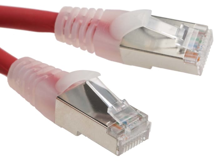 RS PRO, 5m Cat6, Red RJ45 to Male RJ45 Male, F/UTP Shielded, Terminated LSZH Sheath