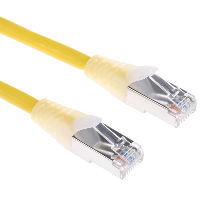 RS PRO, 0.5m Cat5e, Yellow RJ45 to Male RJ45 Male, F/UTP Shielded, Terminated PVC Sheath