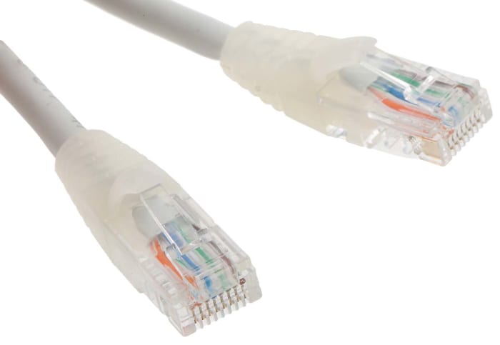 RS PRO, 10m Cat5e, Grey RJ45 to Male RJ45 Male, U/UTP Unshielded, Terminated LSZH Sheath