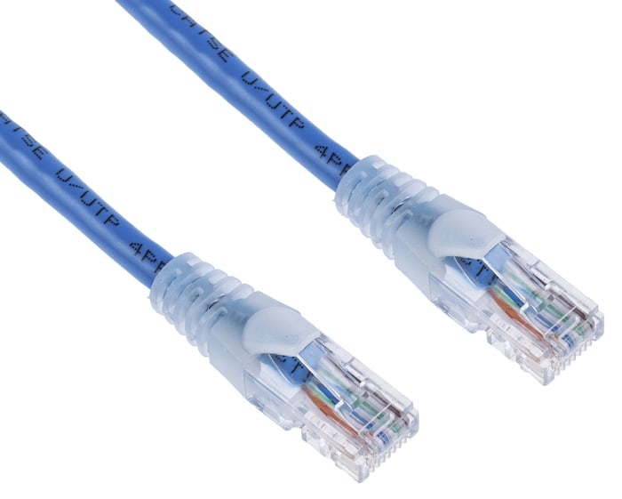 RS PRO, 10m Cat5e, Blue RJ45 to Male RJ45 Male, U/UTP Unshielded, Terminated PVC Sheath