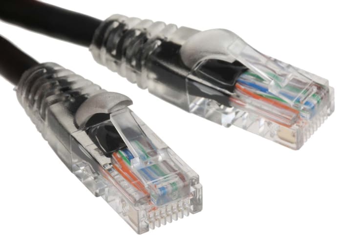 RS PRO, 2m Cat5e, Black RJ45 to Male RJ45 Male, U/UTP Unshielded, Terminated PVC Sheath