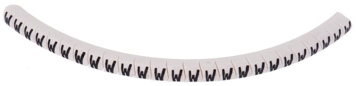 HellermannTyton Helagrip Slide-On Cable Marker, White, Pre-printed "W", 5 mm Cable, 2 mm Cable, 901-10448