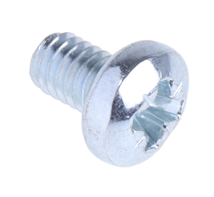 Tornillo de cabeza alomada con huella Pozi RS PRO M4 x 6.0mm, paso de rosca 0.70mm, de Acero Pasivado transparente