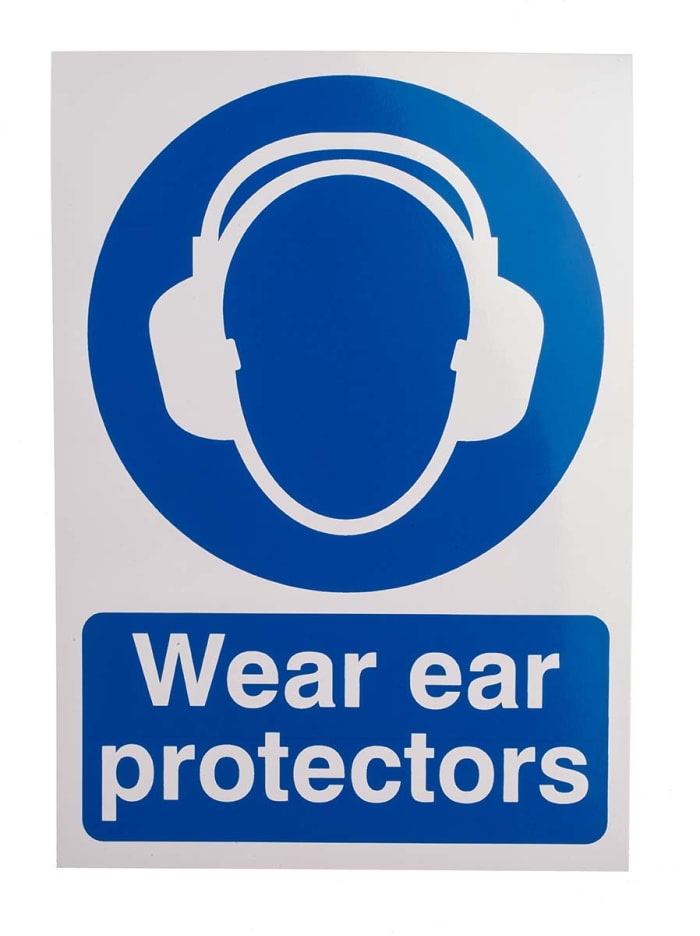 RS PRO Vinyl Mandatory Wear Ear Protection Sign With English Text