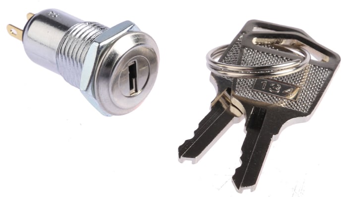 Interruptor de llave, SPST, 500 mA a 24 V, 2 vías