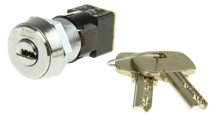 Lorlin High Security Key Switch, DPST, 50 mA @ 250 V ac 2-Way Flat-Key