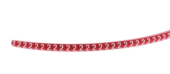 HellermannTyton Helagrip Slide On Cable Markers, White on Red, Pre-printed "2", 2 → 5mm Cable, 515-03947 HGDC2-5