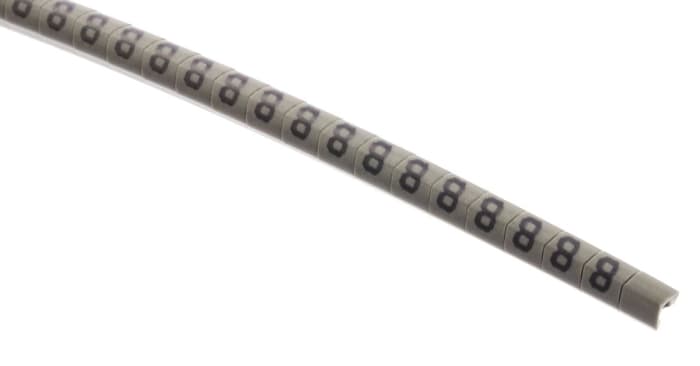 HellermannTyton Helagrip Slide-On Cable Marker, Black, Pre-printed "8", 5 mm Cable Grey, 2 mm Cable, 515-03953 HGDC2-5