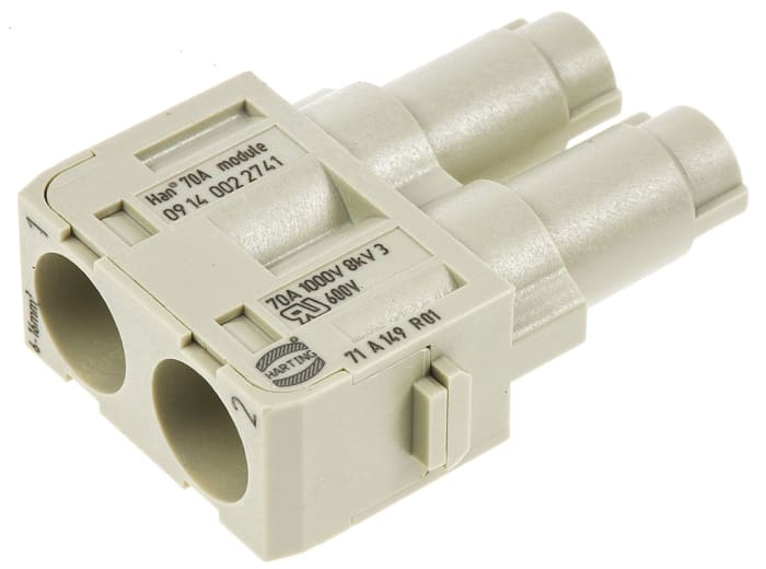 Napájecí konektor pro vysoké zatížení, řada: Han-Modular, Samice, počet kontaktů: 2, počet řad: 1, 70A, 1 kV