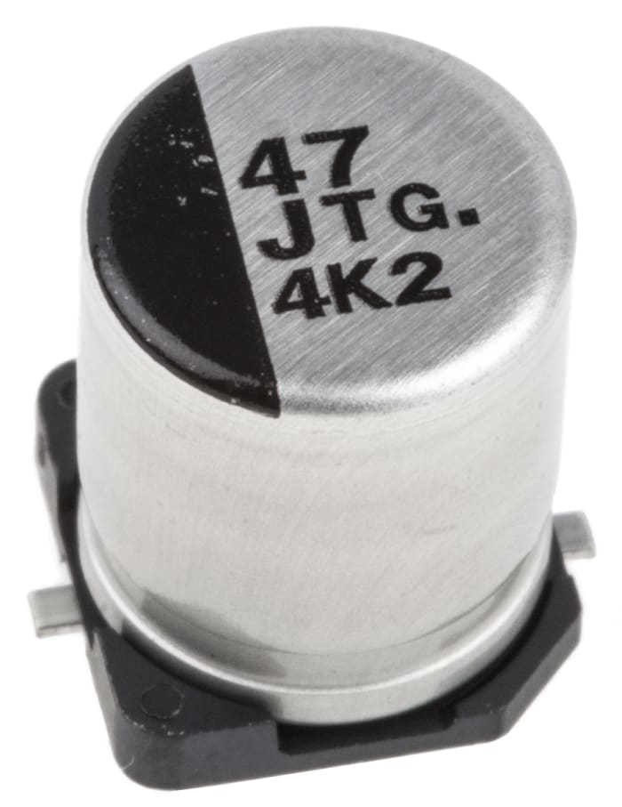Panasonic 47μF Electrolytic Aluminium Electrolytic Capacitor 63V dc, Surface Mount - EEETG1J470UP+