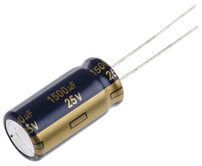Panasonic 1500μF Aluminium Electrolytic Capacitor 25V dc, Through Hole - EEUFC1E152
